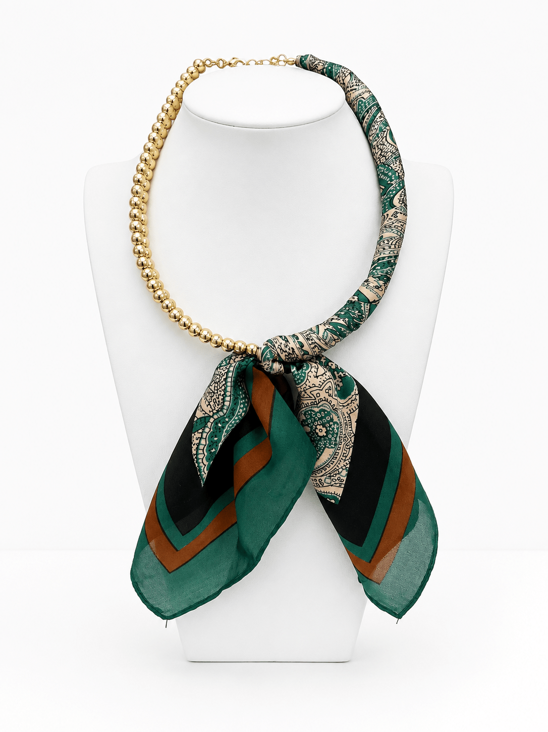 Extra-long ball bead scarf-style necklace