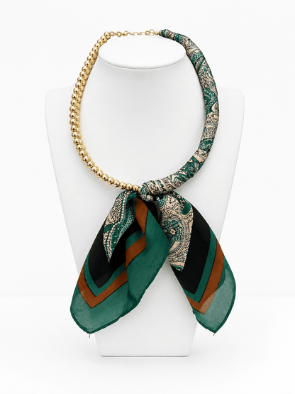 Extra-long ball bead scarf-style necklace