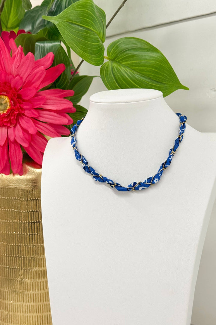Bandana Twist Necklace Blue - Lavish Boutique Accessories