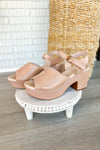 Chocolat Blu Giannis Nude Leather Ankle Wedge
