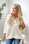 Ivory Textured Three Quarter Sleeve Top