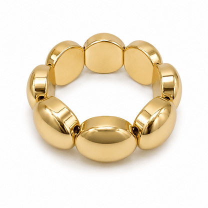Gold beaded bracelet on an elastic band