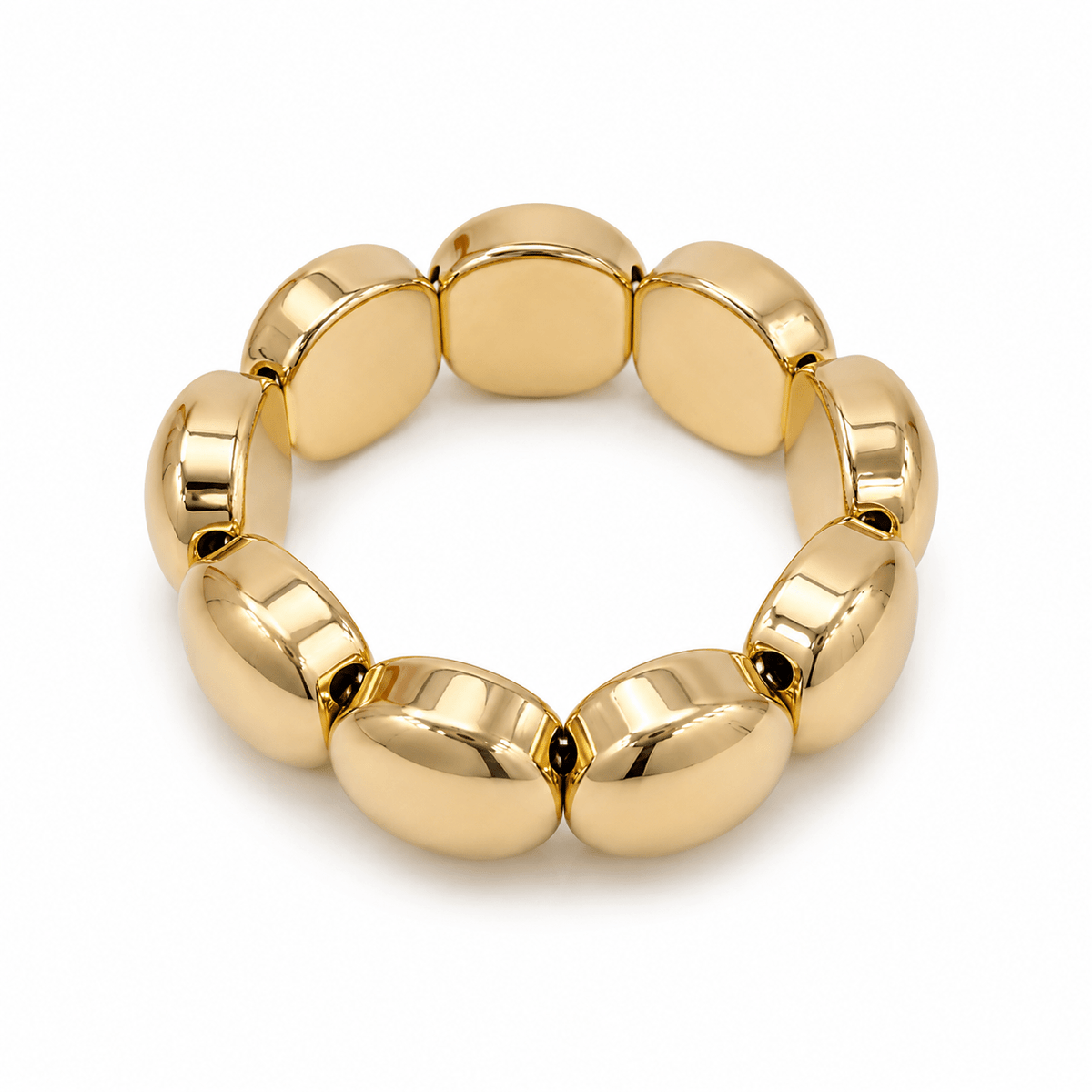 Stretch bracelet of small gold-tone beads