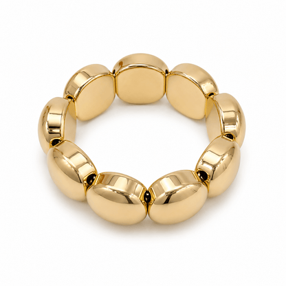 Stretch bracelet of small gold-tone beads
