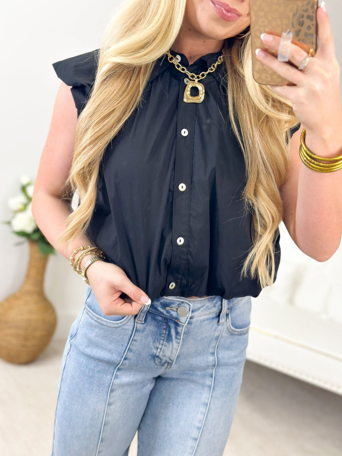 Black button up with a voluminous bubble shape