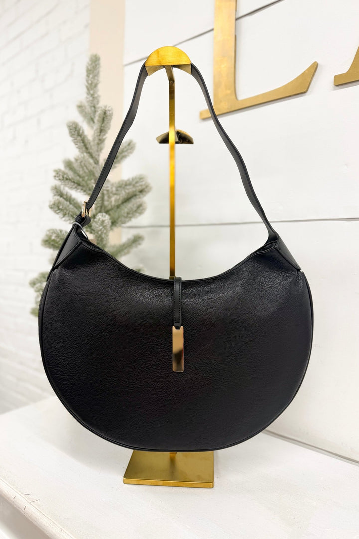 Black Metal Decor Hobo Bag - Lavish Boutique Accessories