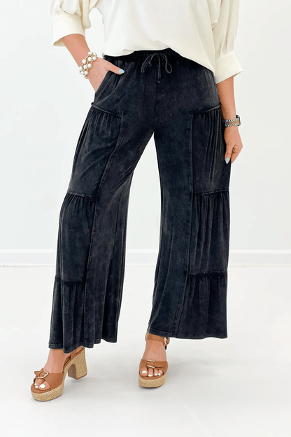 Black Tiered Knit Bottoms - Lavish Boutique Bottoms