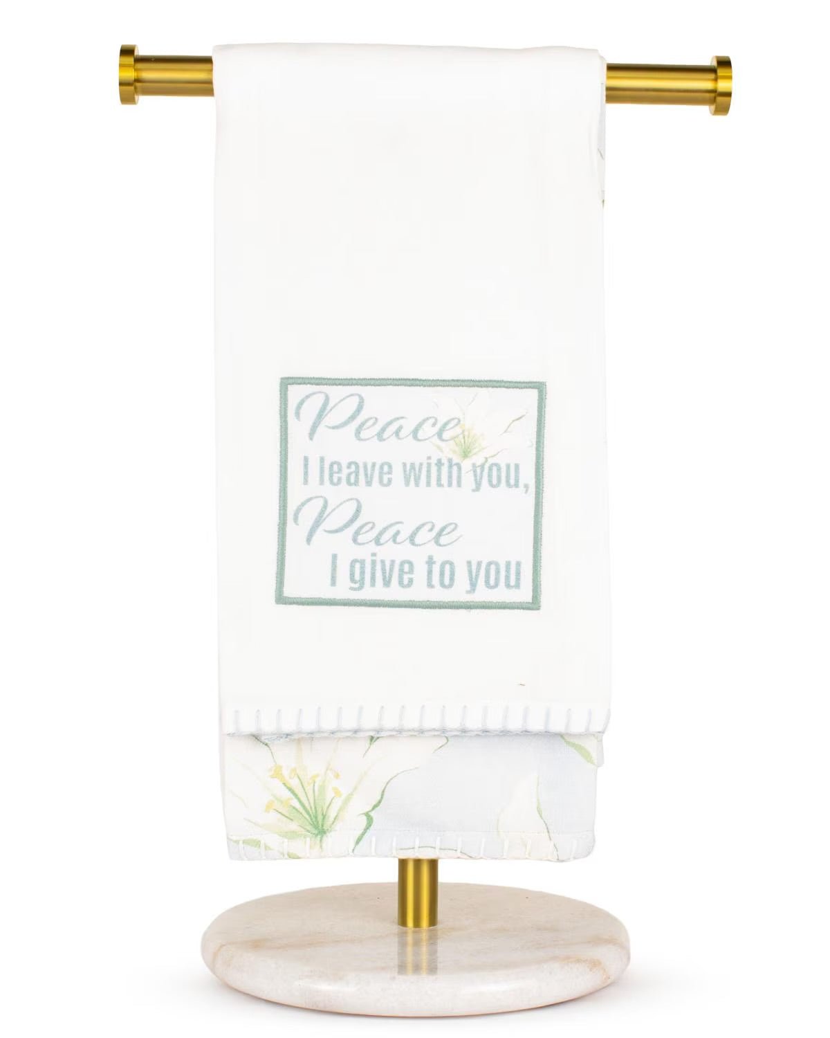 Blue multicolor hand towel with a peace lily print