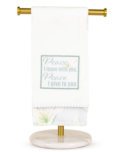 Blue multicolor hand towel with a peace lily print