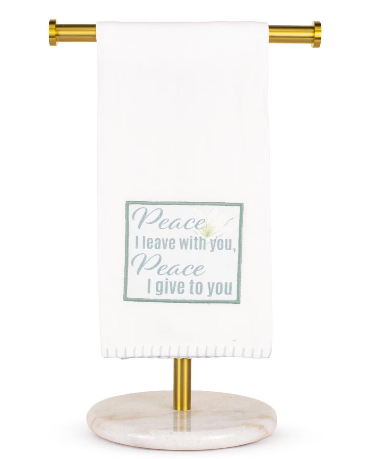 Peace lily patterned hand towel in blue tones