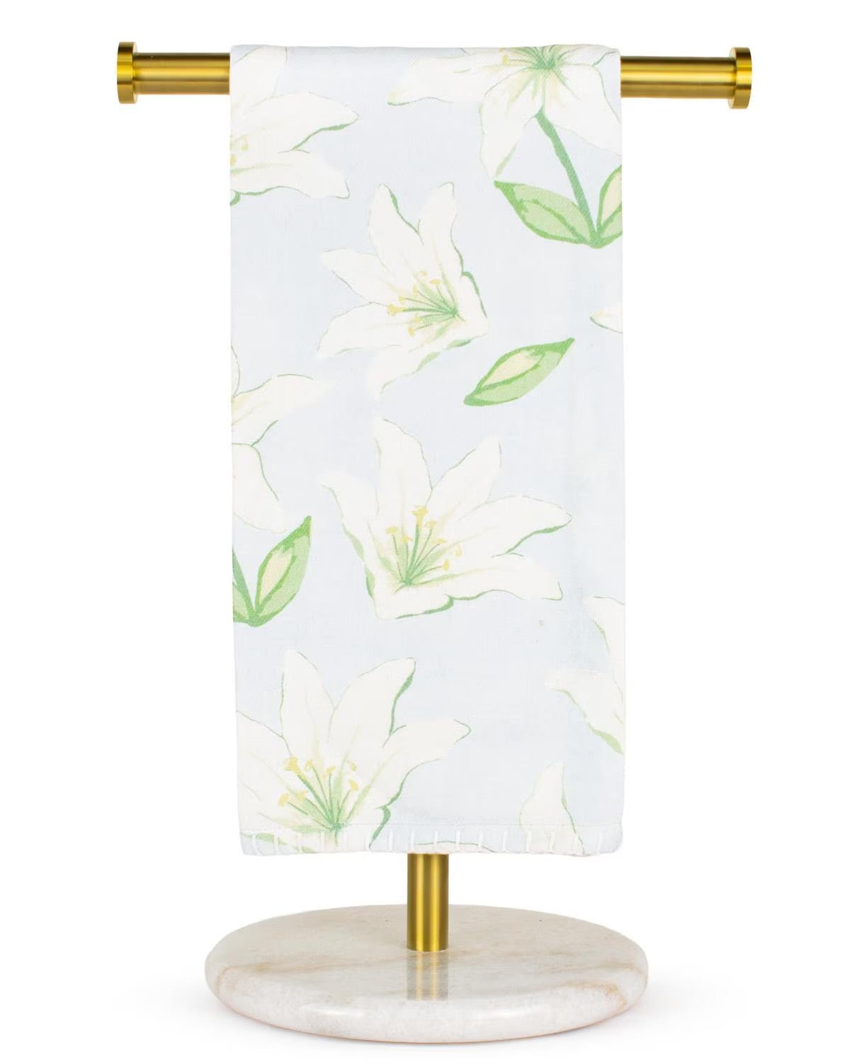 Hand towel with a multicolor peace lily design