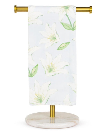 Hand towel with a multicolor peace lily design