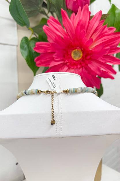 Beaded blue necklace in a single strand