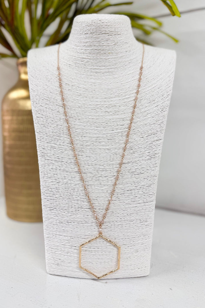 Blush and gold beaded necklace