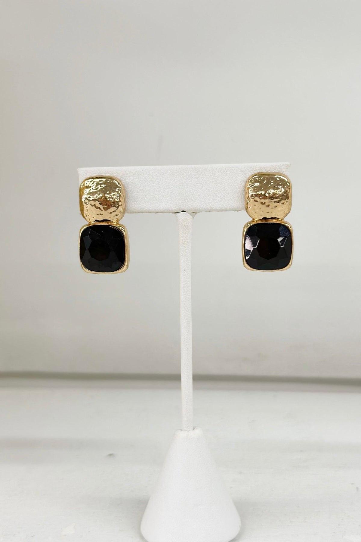 Bold Square Stone & Metal Earrings - Lavish Boutique Accessories