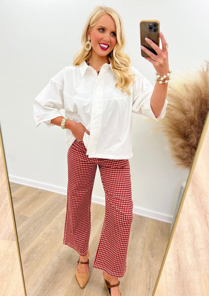 Brad & Rena Long Sleeve Collared Button Down Top - Lavish Boutique01-TOPS