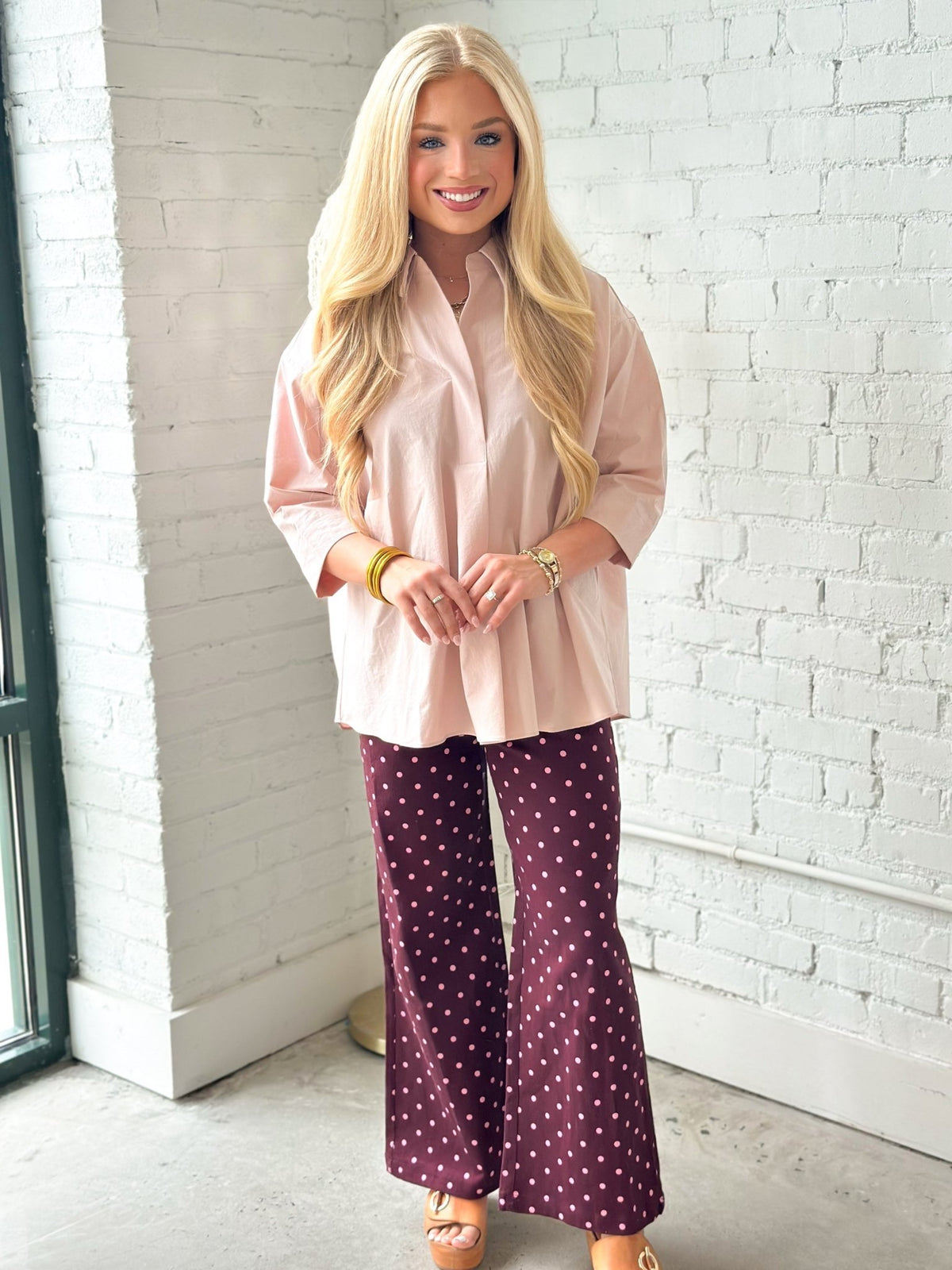 Long sleeve top with a deep v-neck and loose fit