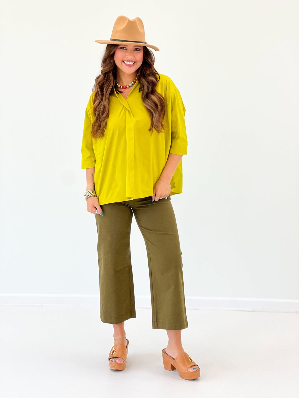 V-neck top with billowy long sleeves