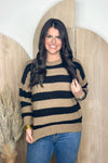 Mocha Striped Knit Sweater