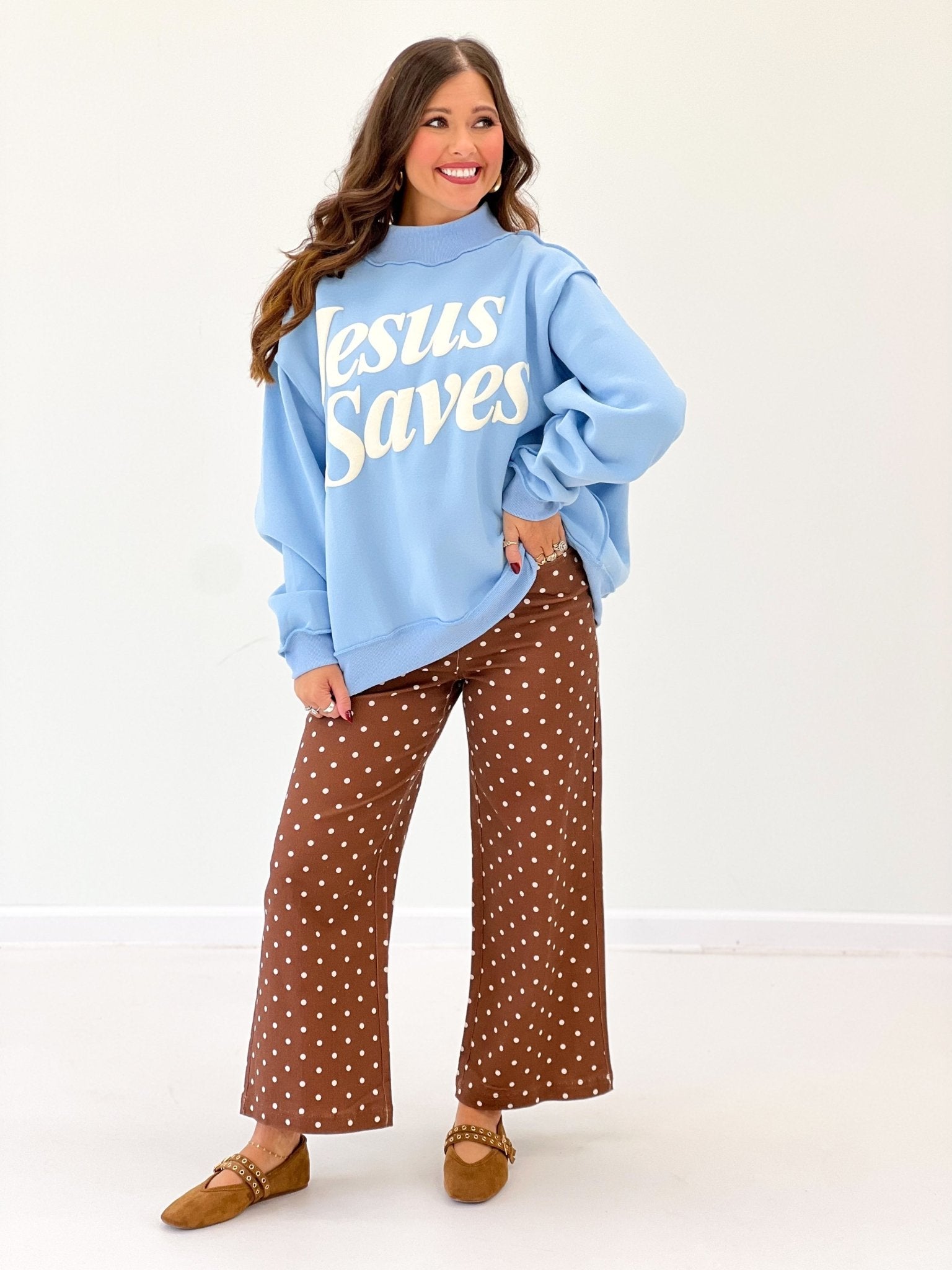 Sweatshirt with a mock neckline and ribbed cuffs