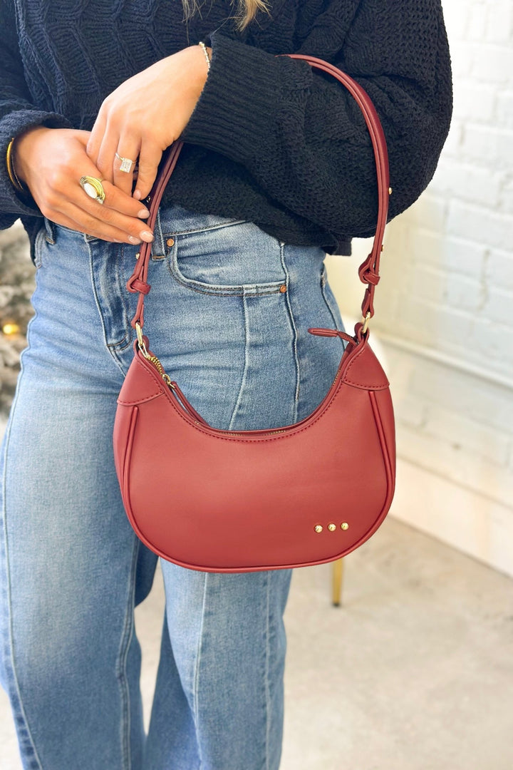 Burgundy Celeste Crescent Shoulder Bag - Lavish Boutique Gifts & Accessories - Purses