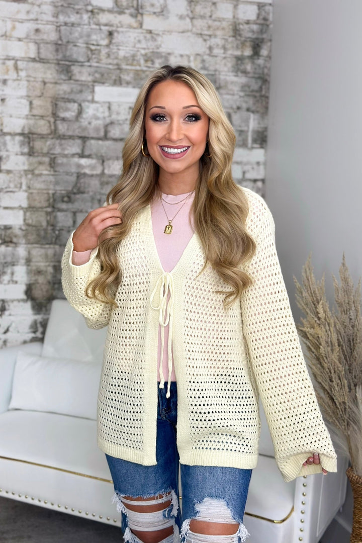 Butter Cream Crochet Cardigan - Lavish Boutique Tops