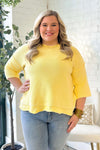 Yellow Half Sleeve Mineral Washed Top