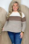 Mocha Striped Color Block Sweater