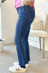 Astros Navy High Rise Crop Bootcut Jeans