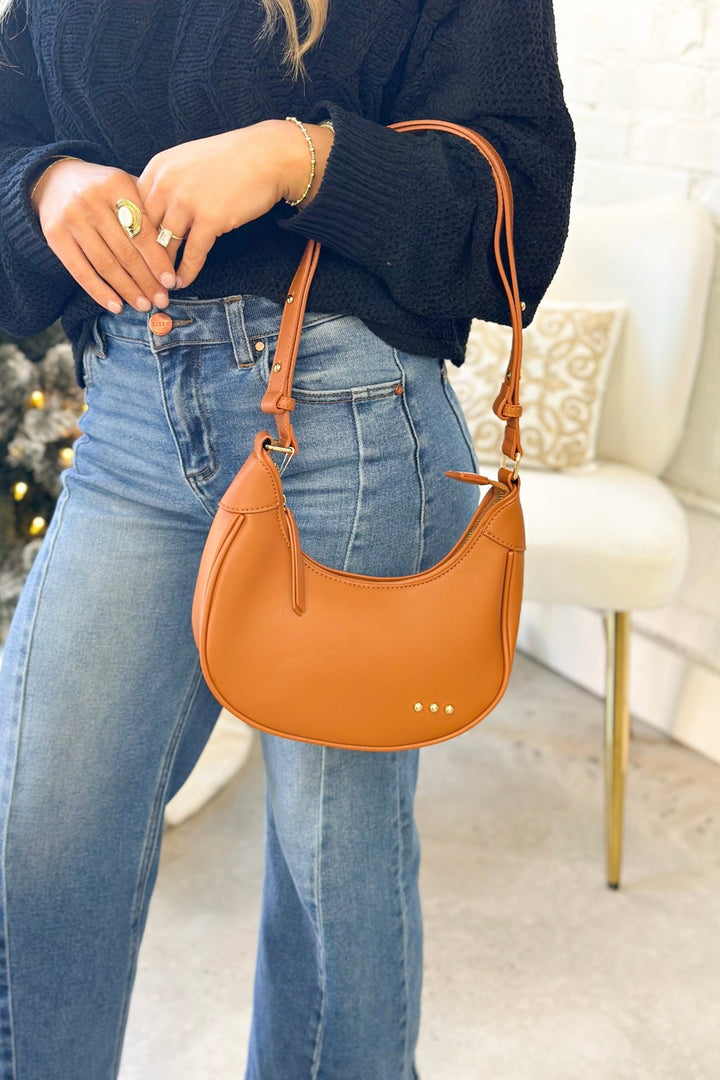 Camel Celeste Crescent Shoulder Bag - Lavish Boutique Gifts & Accessories - Purses