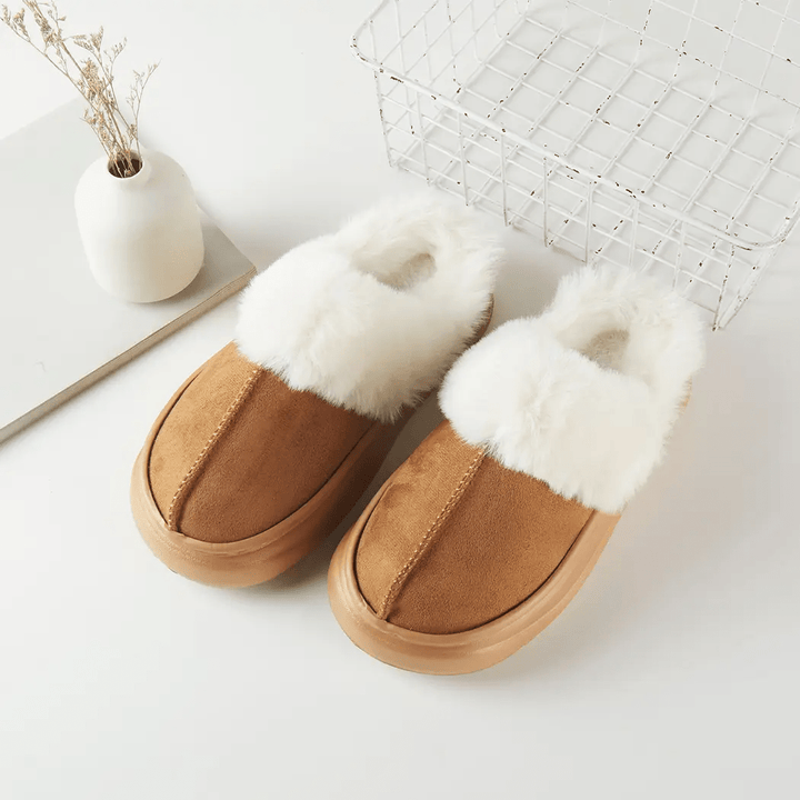 Camel Fluffy Faux Slippers - Lavish Boutique Accessories