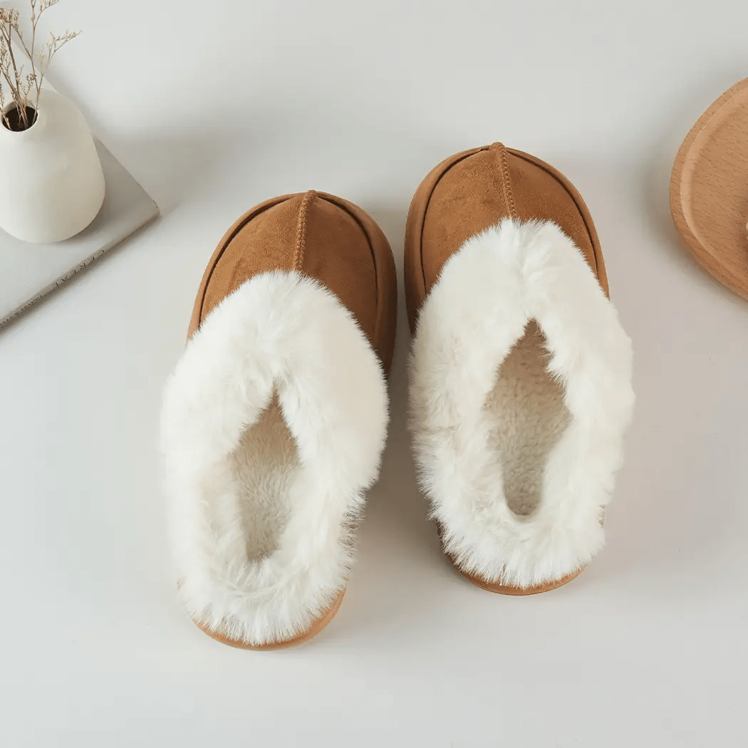 Camel Fluffy Faux Slippers - Lavish Boutique Accessories