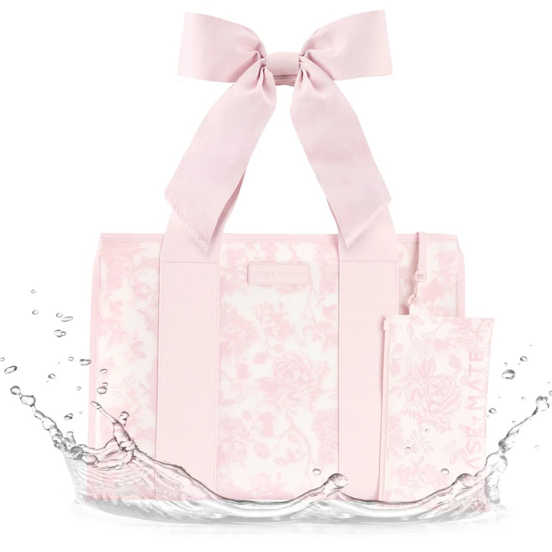 Rose pink jelly tote bag with a bow detail