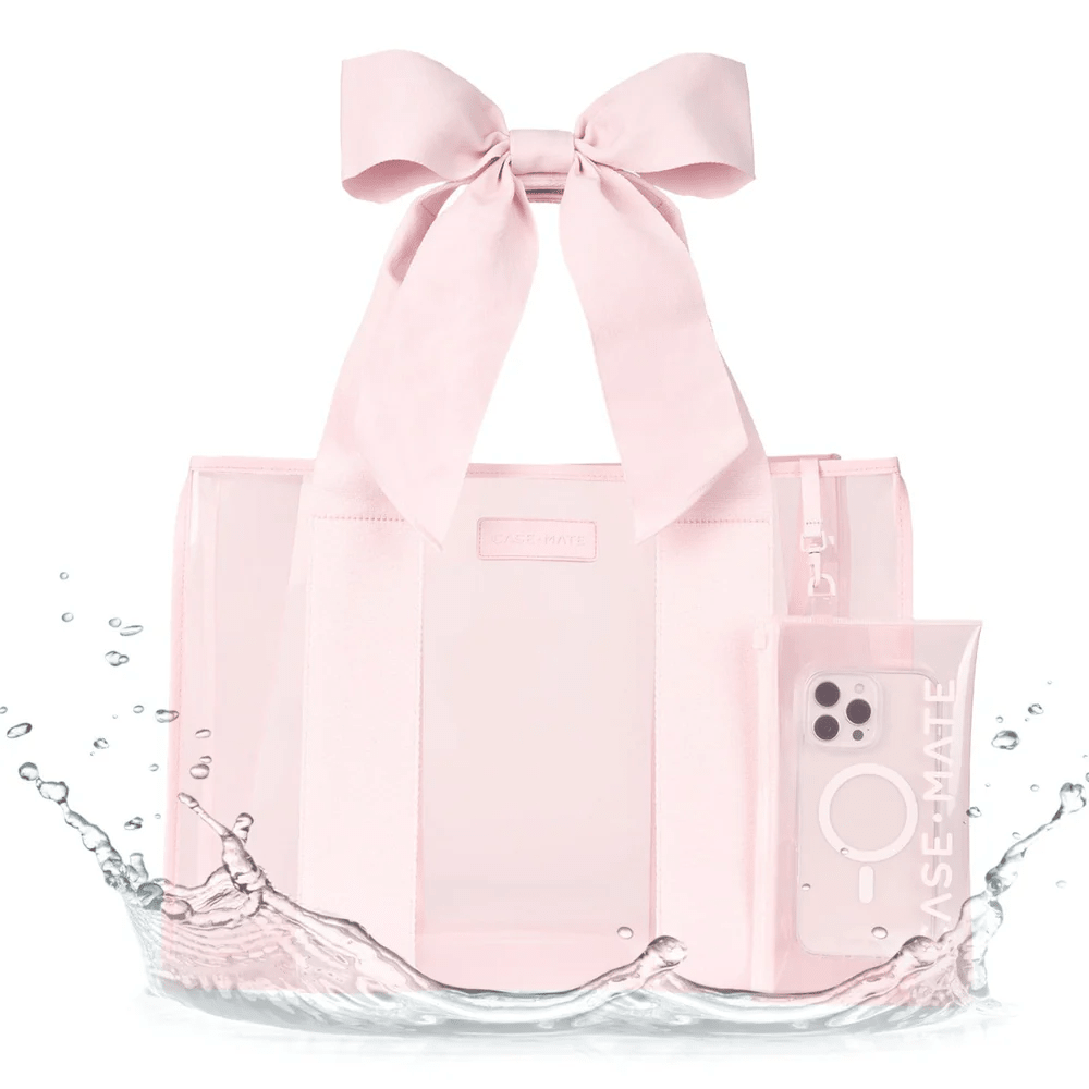 Ballet pink jelly tote bag with a bow detail