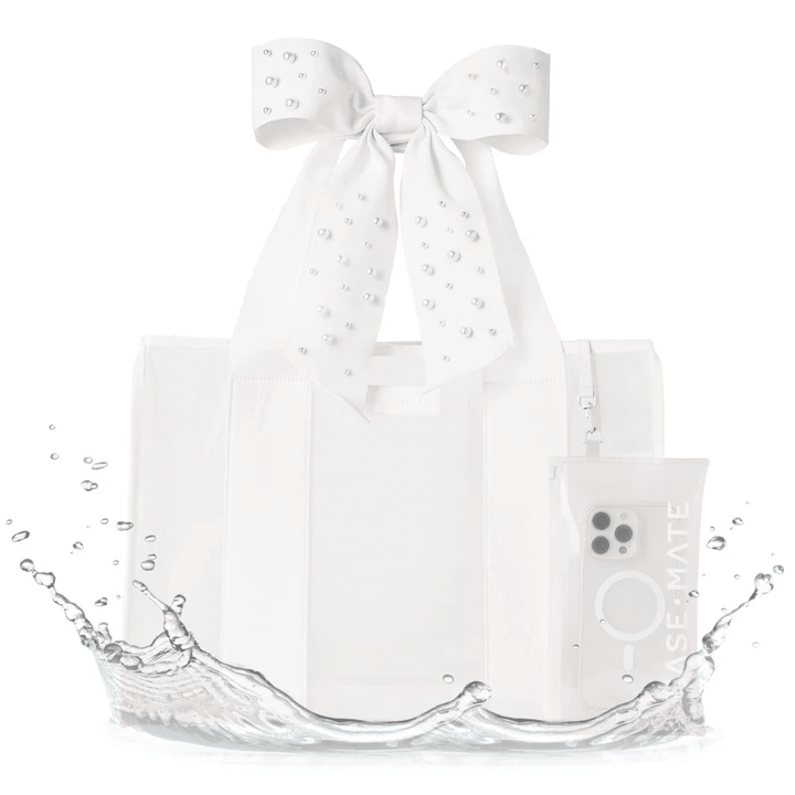 Case - Mate Ivory Pearl Bow Jelly Tote - Lavish Boutique Accessories