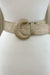 Gold Metallic Wrapped Halfmoon Elastic Belt