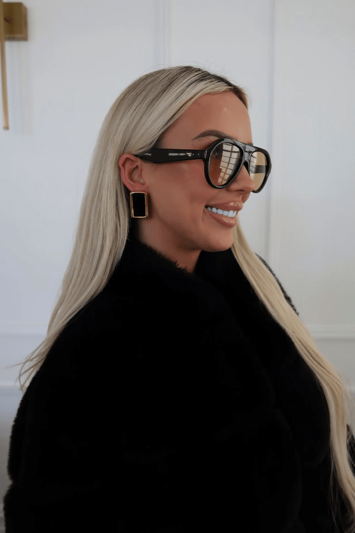 Black statement earrings