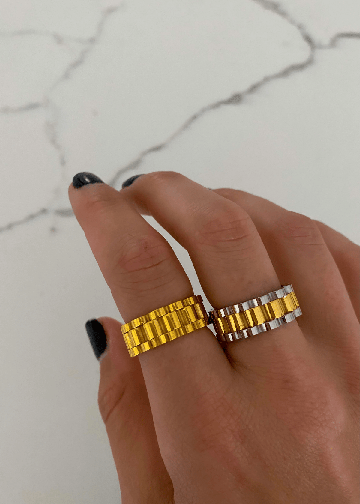 Gold chain link ring