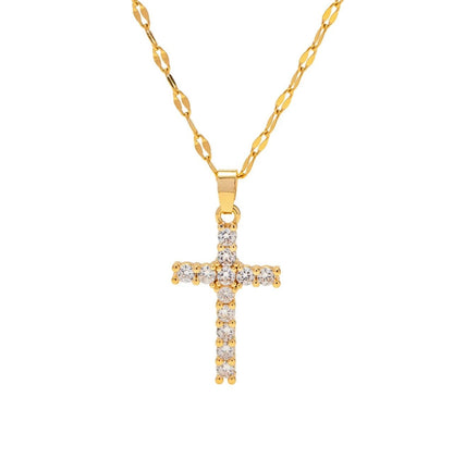 Chan Sutt Sparkle Cross Necklace - Lavish Boutique09-JEWELRY