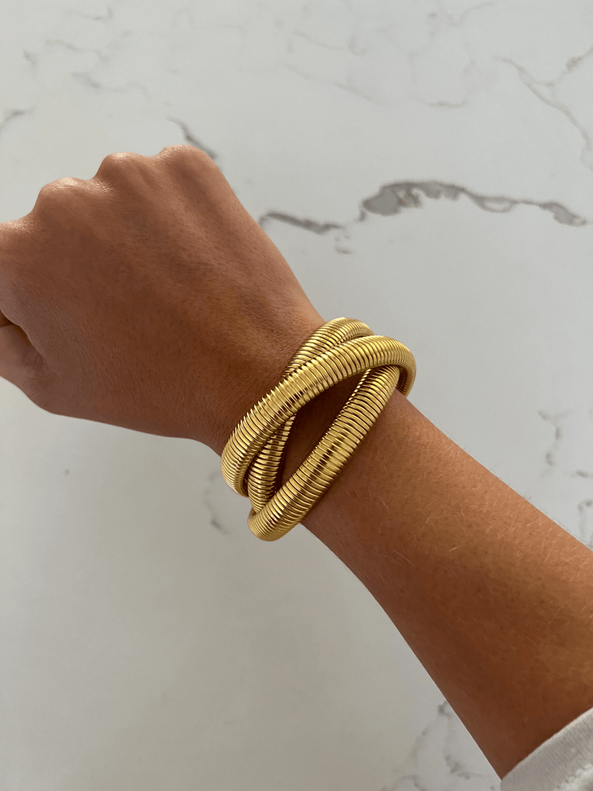 Three-row gold chain bracelet