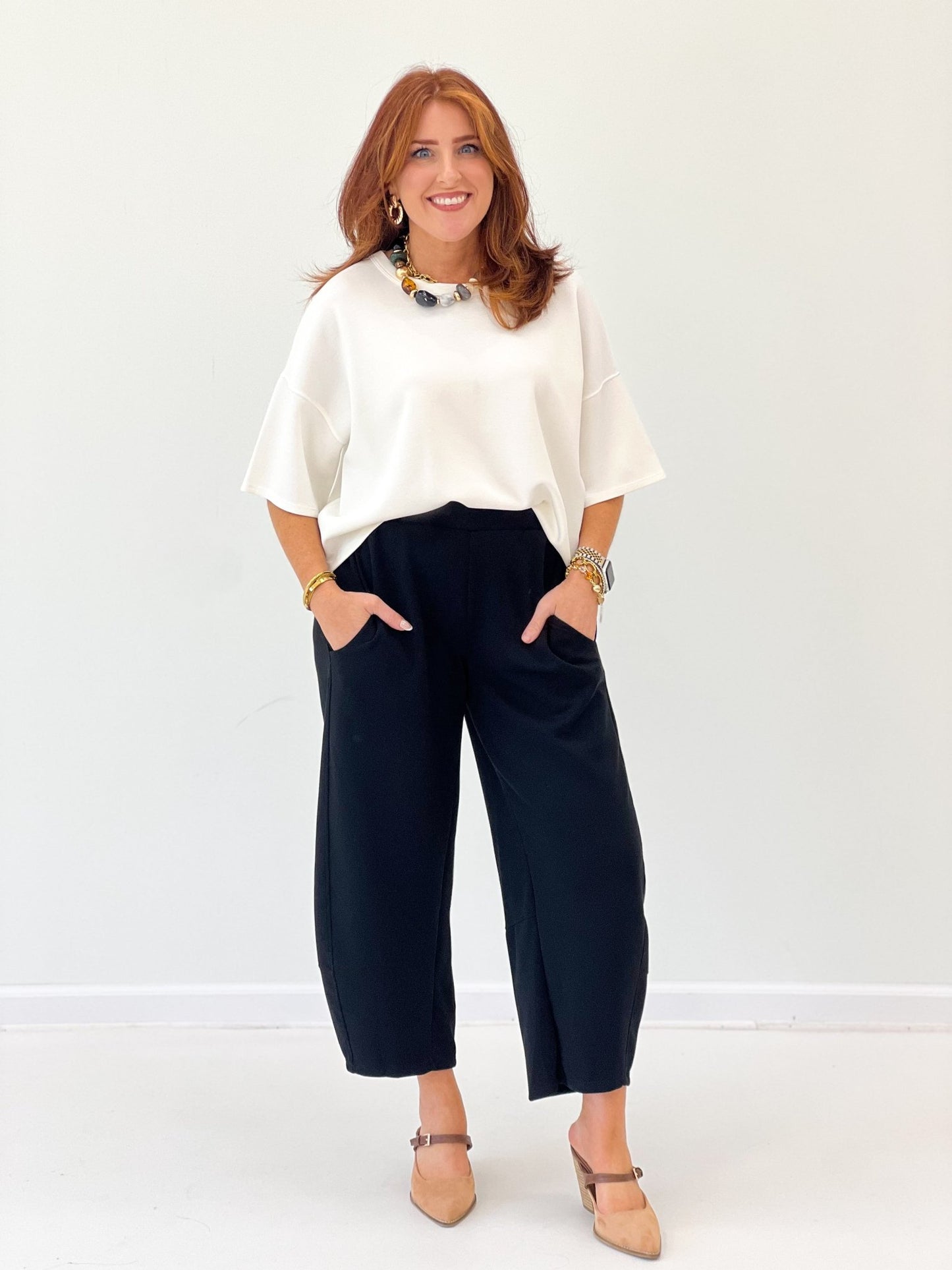 Charlotte Avery Scuba Barrel Pants - Lavish Boutique02-BOTTOMS
