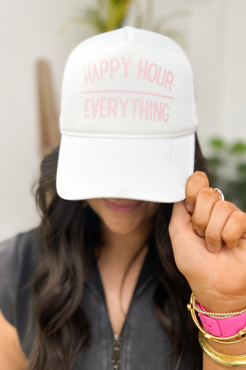 White Happy Hour Trucker Hat