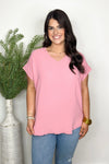 Candy Pink V-Neck Top