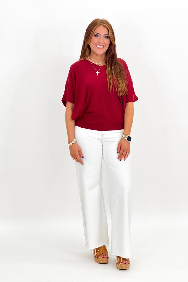 Winery V-Neck Short Sleeve Top