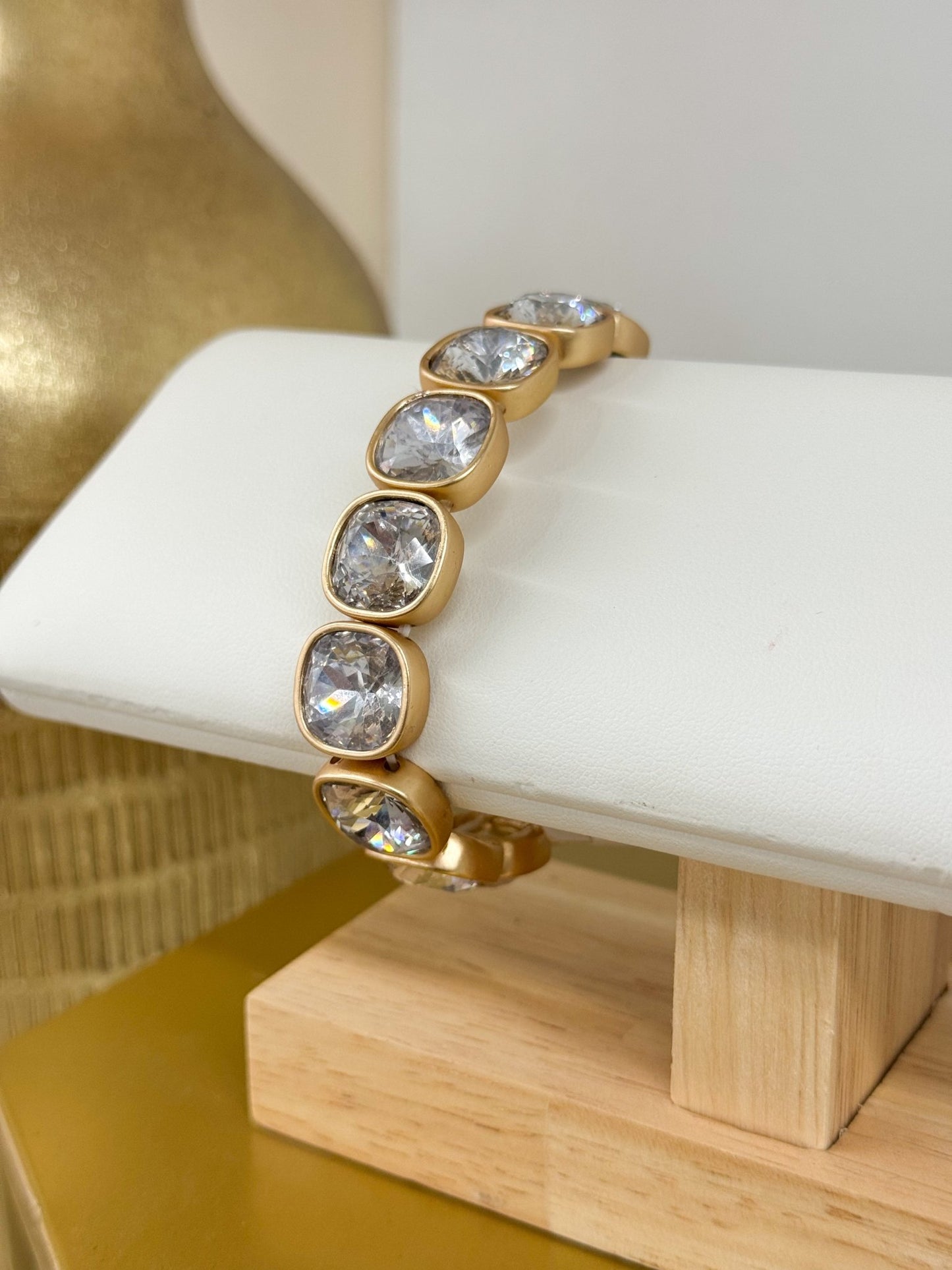 Clear/MG Cushion Crystal Accent Bracelet - Lavish Boutique09-JEWELRY