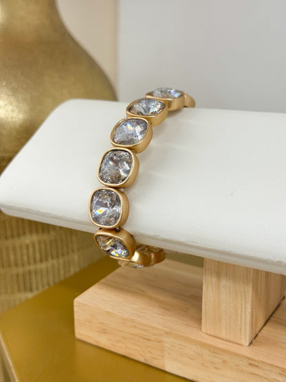 Clear/MG Cushion Crystal Accent Bracelet - Lavish Boutique09-JEWELRY