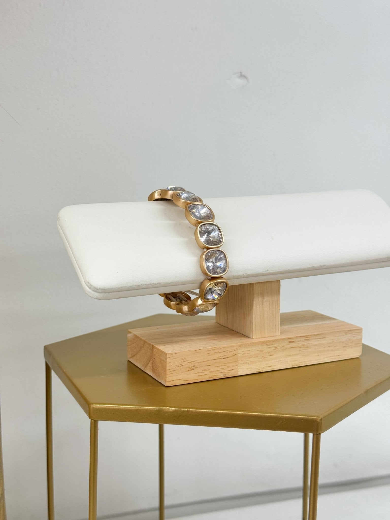 Clear/MG Cushion Crystal Accent Bracelet - Lavish Boutique09-JEWELRY