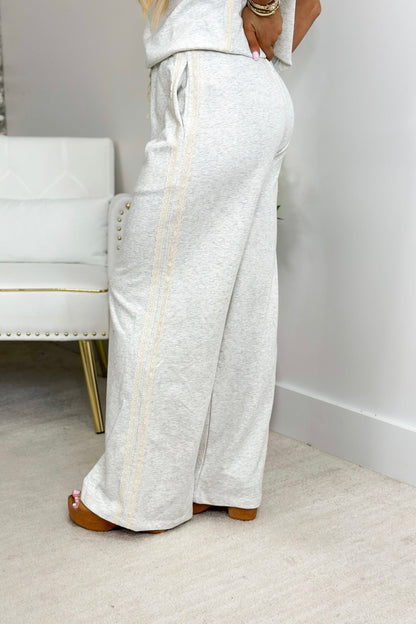 Matching melange top and bottoms with lace edging