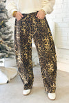 Brown Leopard Printed Barrel Jean
