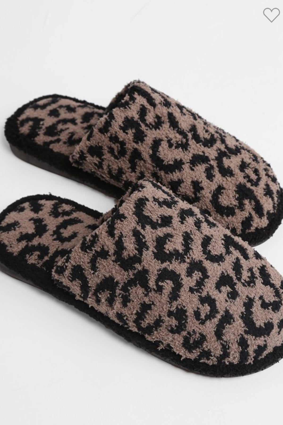 Leopard print slipper in coffee brown with an open toe